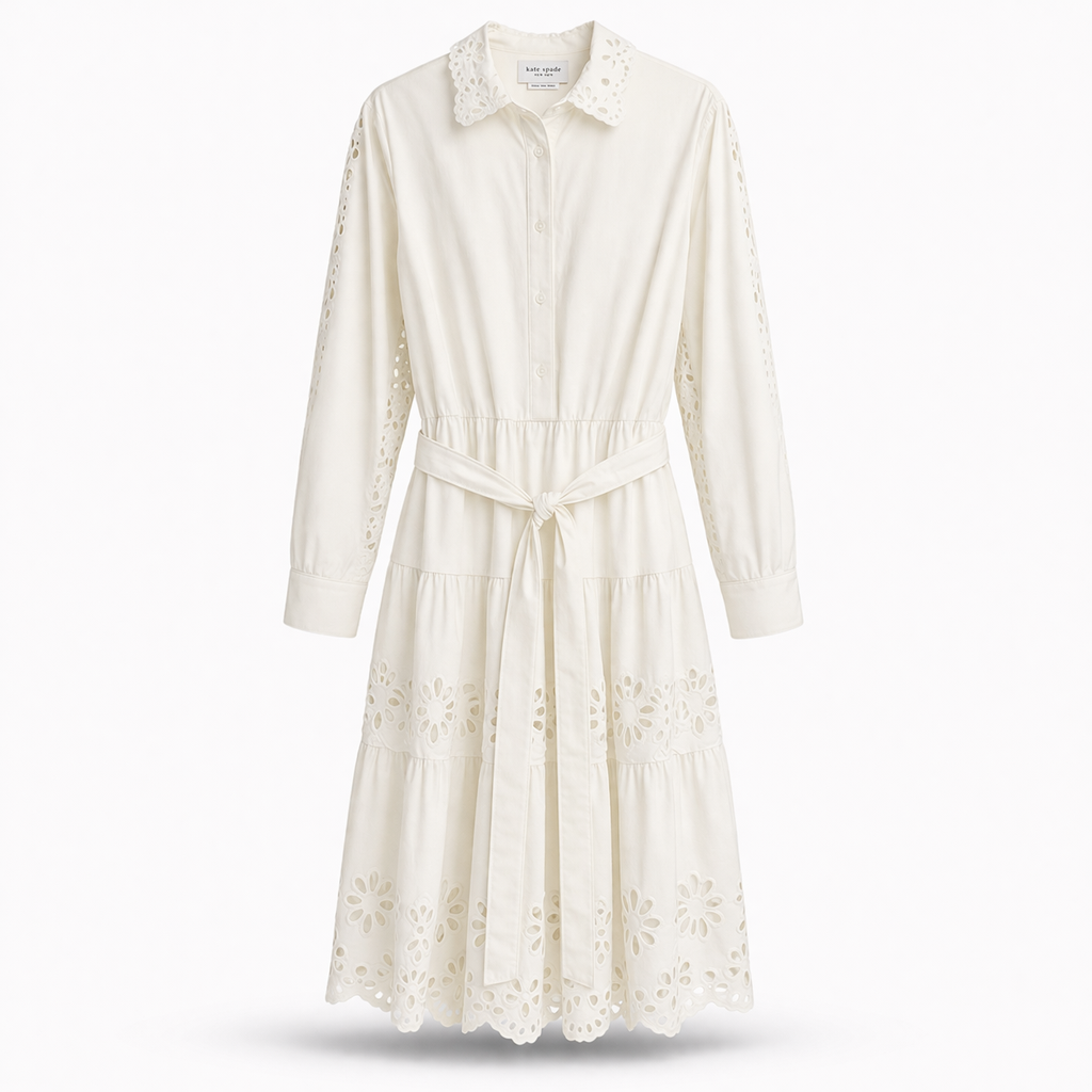 Daisy Eyelet Long Sleeve Shirt Dress