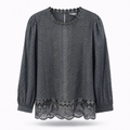 Guipure Lace Trim Blouse