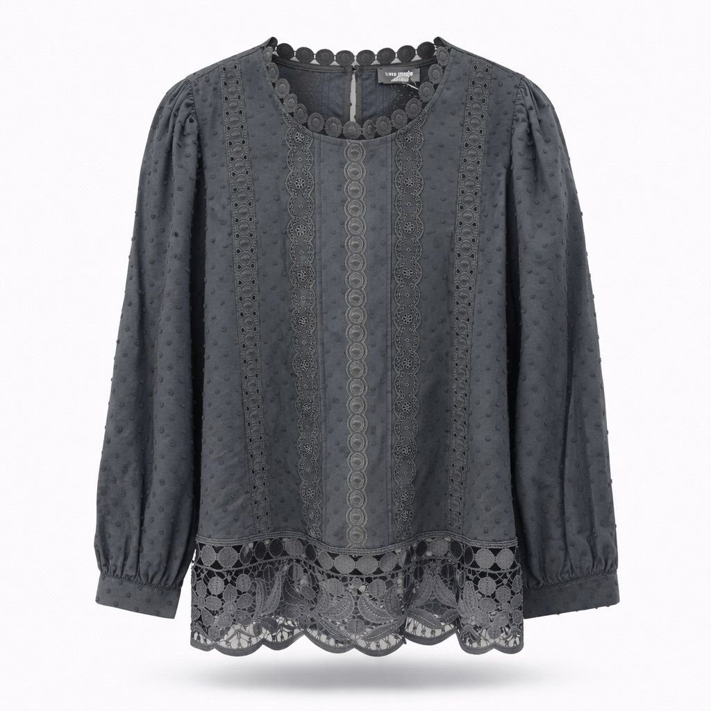 Guipure Lace Trim Blouse