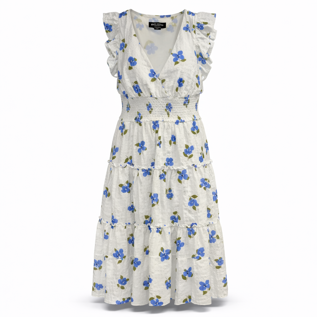 Painterly Bouquet Flutter Sleeve Tiered
