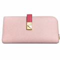 Deco Colorblocked Pebbled Leather Zip Sl