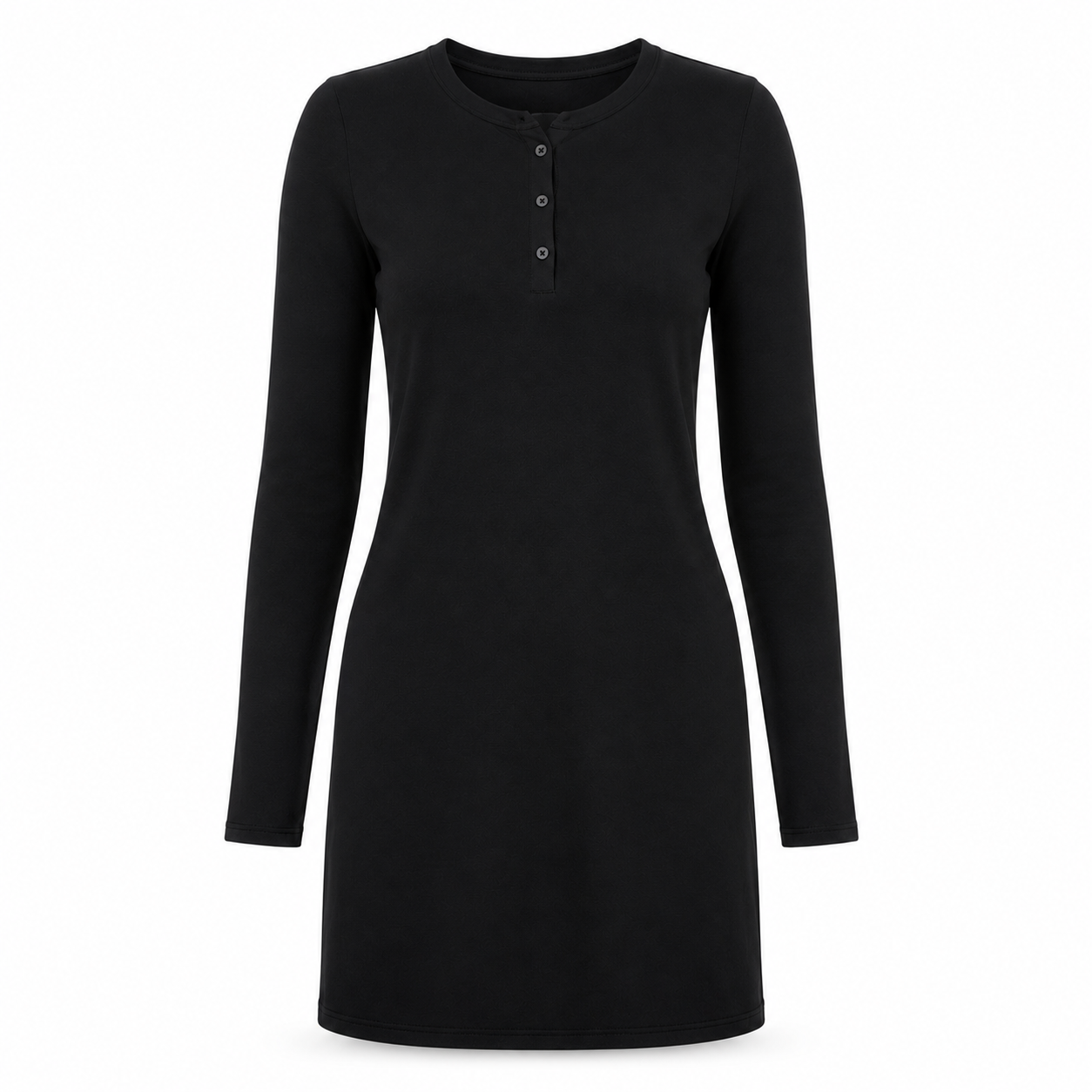 All Aligned Ribbed Ls Henley Dress